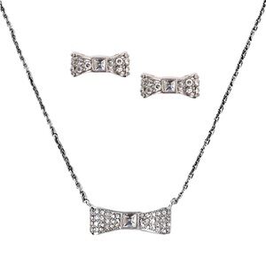 KATE SPADE • Silver Ready Set Bow Necklace Earrings Set